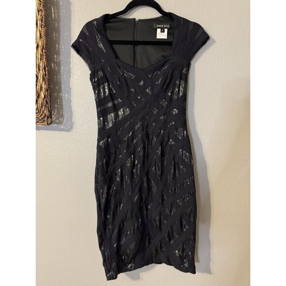 Tadashi Dress 6 Black Metallic Sequin Stretch Sheath Wedding Party Cruise Event - Picture 12 of 13